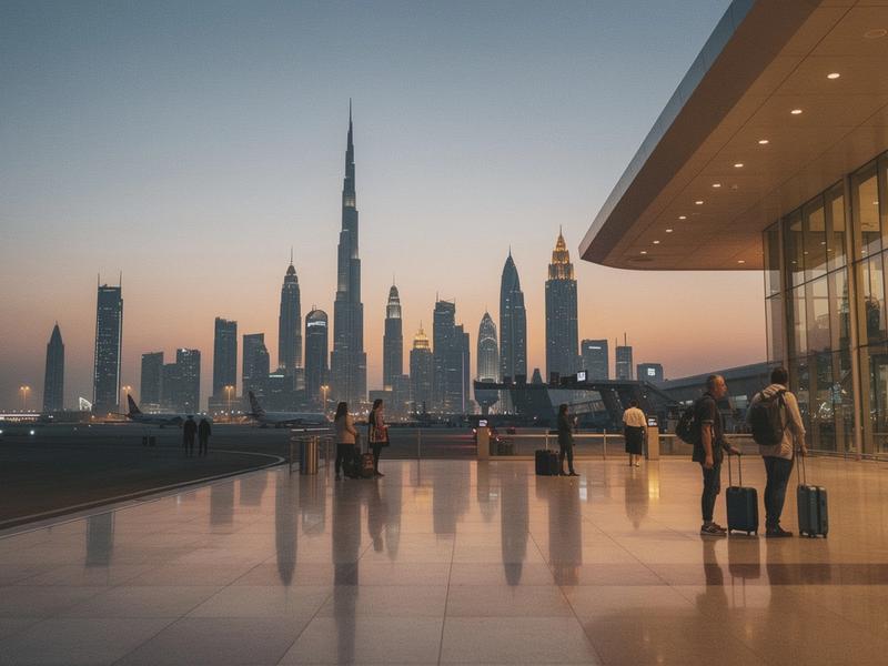 Arrival light over Dubai skyline